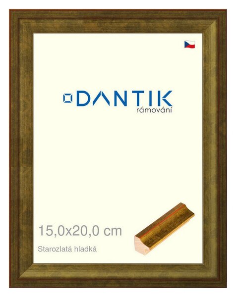 DANTIK rám na obraz 15x20 | Starozlatá hladká (Sklo Čiré)