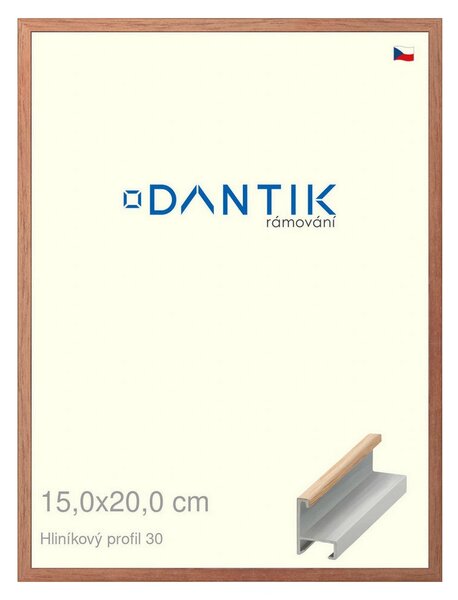 DANTIK rám na obraz 15x20 | ALU Dýha dub lak matný (Sklo Čiré)