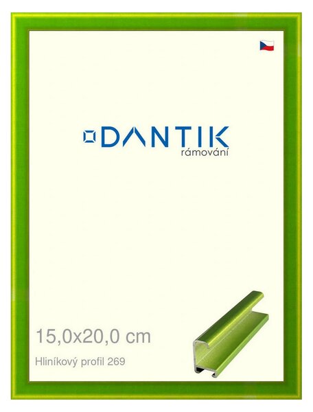 DANTIK rám na obraz 15x20 | ALU Zelená Smaragd broušená (Sklo Čiré)