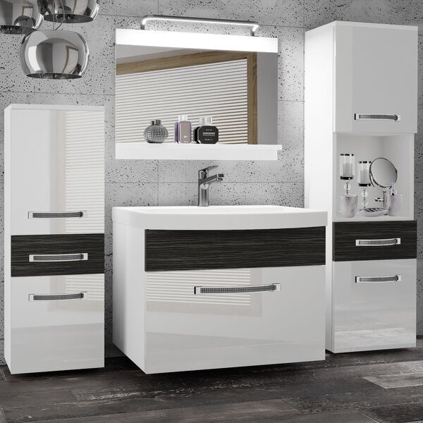 Kúpeľňový nábytok Belini Premium Full Version biely lesk / šedý mat + umývadlo + zrkadlo + LED osvetlenie Glamour 92 Výrobca
