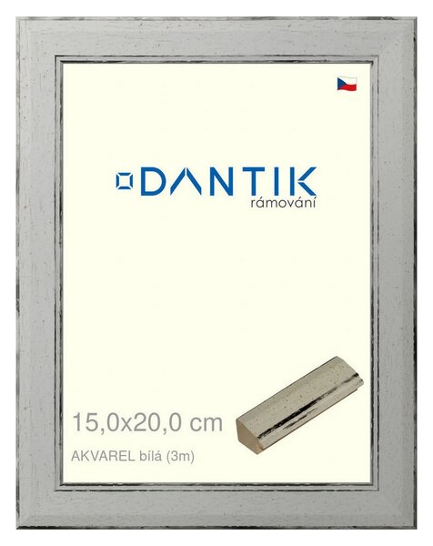 DANTIK rám na obraz 15x20 | AKVAREL Bílá (Sklo Čiré)