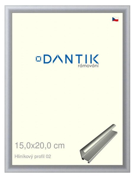 DANTIK rám na obraz 15x20 | ALU Stříbrná matná (Sklo Čiré)