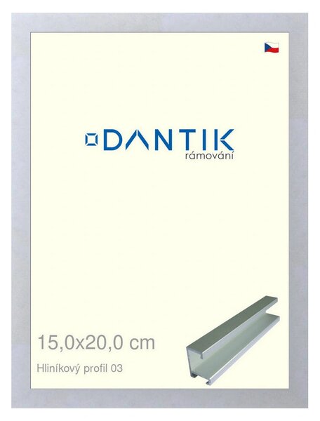 DANTIK rám na obraz 15x20 | ALU Stříbrná matná (Sklo Čiré)
