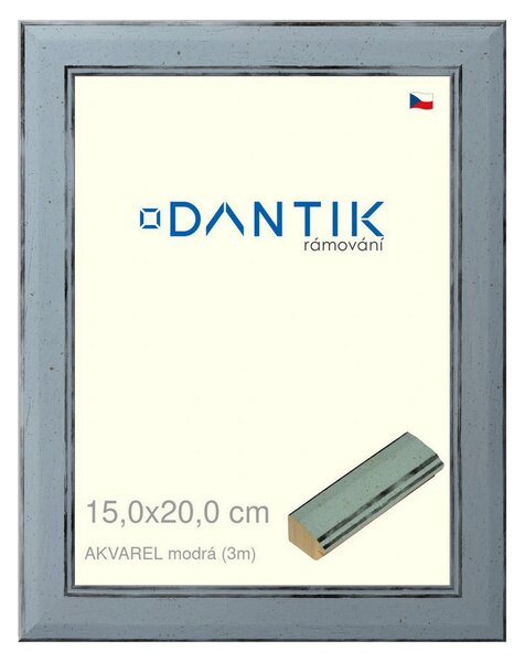 DANTIK rám na obraz 15x20 | AKVAREL modrá (Sklo Čiré)
