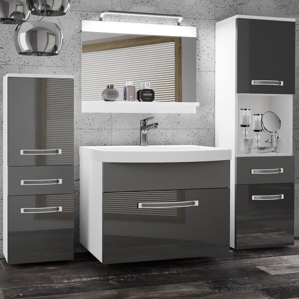 Kúpeľňový nábytok Belini Premium Full Version šedý lesk / šedý mat + umývadlo + zrkadlo + LED osvetlenie Glamour 91 Výrobca