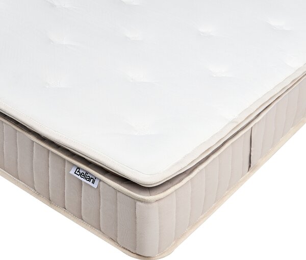 Latexový matrac s taštičkovými pružinami biela béžová 90 x 200 cm tvrdý jednolôžkový snímateľný poťah polyester spálňa doplnky