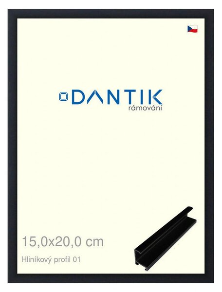 DANTIK rám na obraz 15x20 | ALU Černá matná (Sklo Čiré)