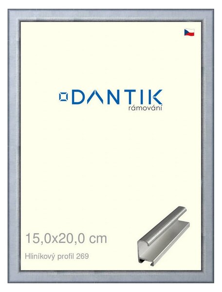 DANTIK rám na obraz 15x20 | ALU Sstříbrná broušená (Sklo Čiré)