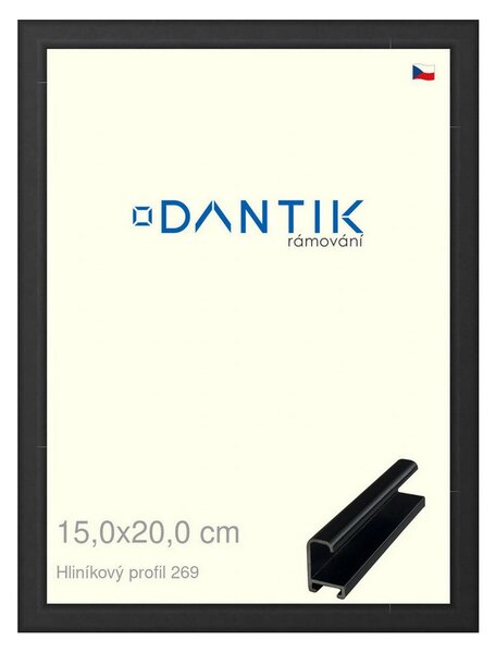 DANTIK rám na obraz 15x20 | ALU Černá matná (Sklo Čiré)