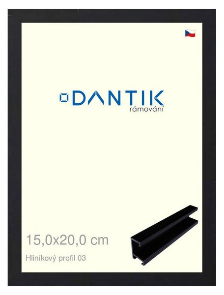 DANTIK rám na obraz 15x20 | ALU Černá matná (Sklo Čiré)