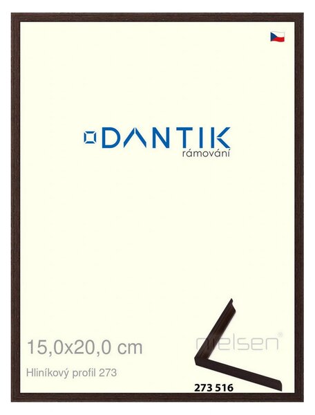 DANTIK rám na obraz 15x20 | ALU Dýha wenge tmavá (Sklo Čiré)