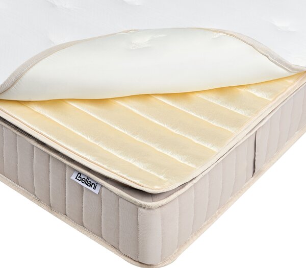 Latexový matrac s taštičkovými pružinami biela béžová 90 x 200 cm tvrdý jednolôžkový snímateľný poťah polyester spálňa doplnky