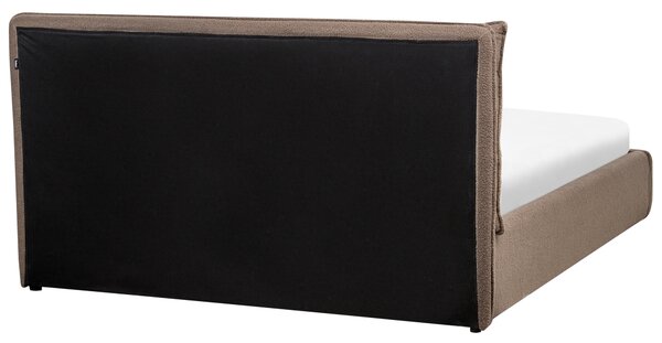 Posteľ hnedá buklé čalúnenie 160 x 200 cm s úložným priestorom čalúnené čelo moderný štýl spálňa