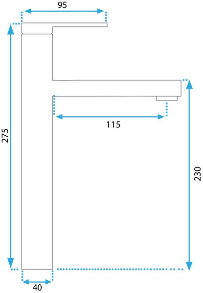 Rea Pixel, vysoká umývadlová batéria h-275, čierna matná, REA-B6214