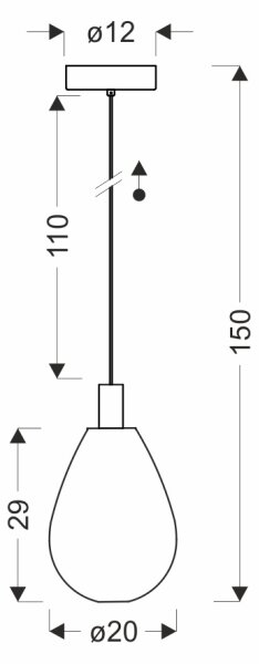 Závesný luster DENSO na lanku 1xG9/5W/230V, priemer 20 cm, čierny chróm