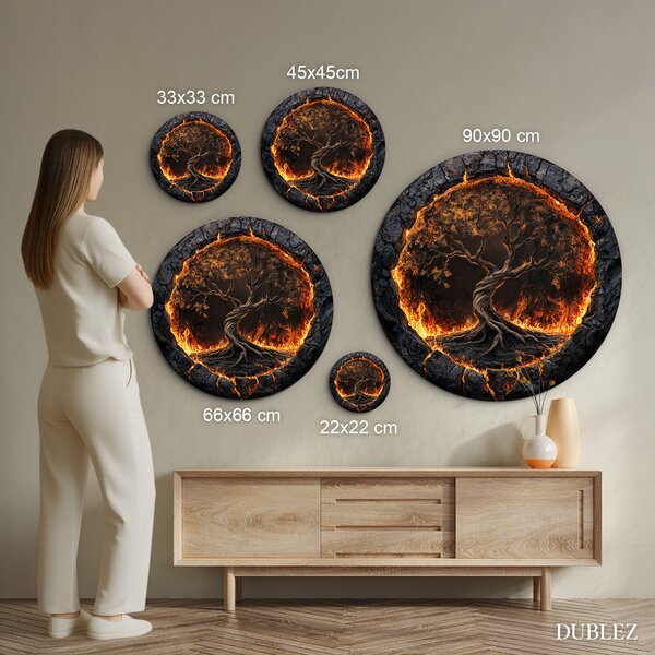 DUBLEZ | Drevený strom života na stenu - Volcanic | UV potlač, Premium