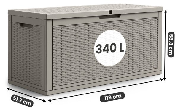 Záhradný úložny box sivý 340 L