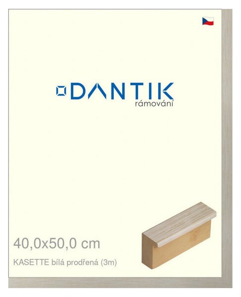 DANTIK rám na obraz 40x50 | KASSETTE bílá prodřená (Sklo Čiré)