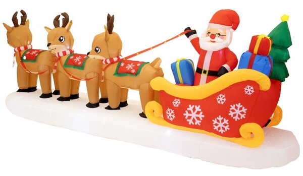 Nafukovací Santa Claus v saniach so sobmi 390 cm