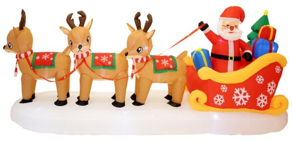 Nafukovací Santa Claus v saniach so sobmi 390 cm