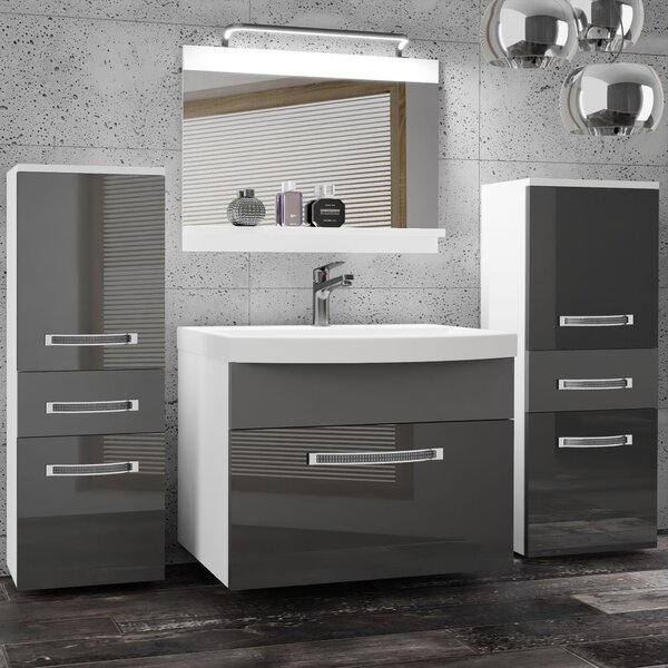 Kúpeľňový nábytok Belini Premium Full Version šedý lesk / šedý mat + umývadlo + zrkadlo + LED osvetlenie Glamour 72 Výrobca