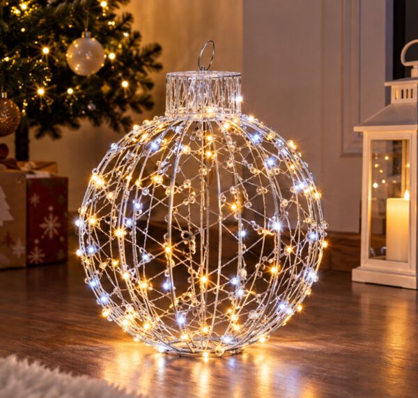 Kovová LED vianočná guľa 120 LED 30 cm