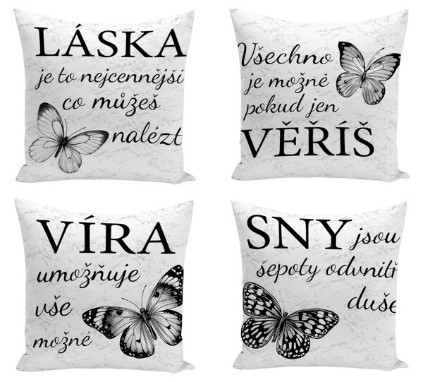 XPOSE® Set obliečok na vankúš MOTIVÁCIA 40x40 cm - set 4 ks