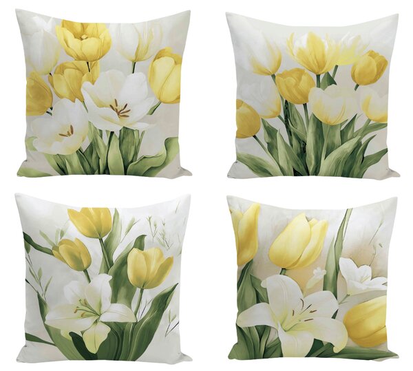 XPOSE® Set obliečok na vankúš TULIPÁN 40x40 cm - set 4 ks