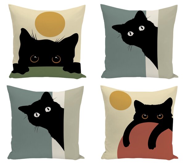 XPOSE® Set obliečok na vankúš ČIERNA MAČKA 40x40 cm - set 4 ks