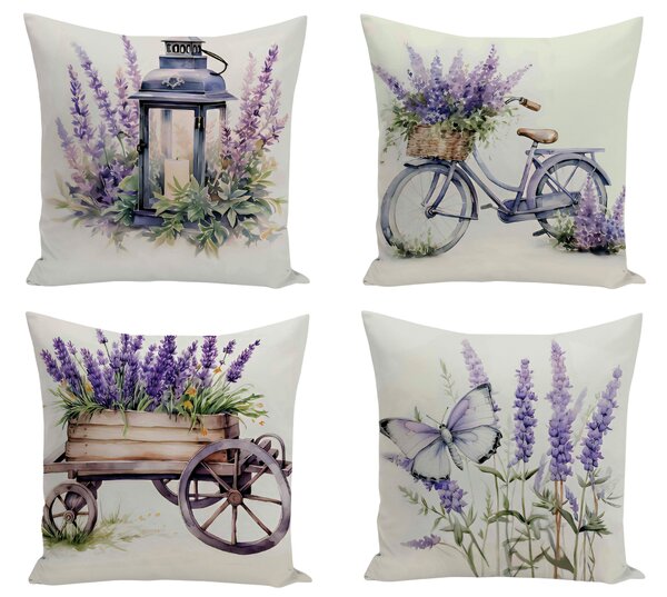 XPOSE® Set obliečok na vankúš LAVENDER (digitálna tlač) 43x43 cm - set 4 ks