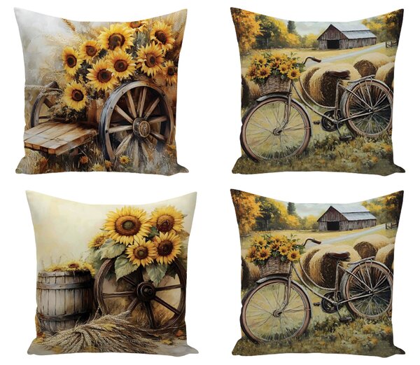 XPOSE® Set obliečok na vankúš HELIANTHUS (digitálna tlač) 43x43 cm - set 4 ks