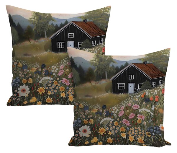 XPOSE® Set obliečok na vankúš CHALÚPKA (digitálna tlač) 40x40 cm - set 2 ks