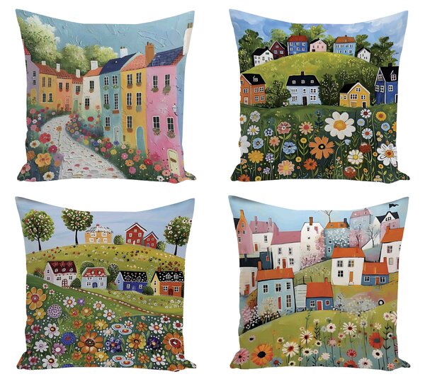 XPOSE® Set obliečok na vankúš DEDINA (digitálna tlač) 43x43 cm - set 4 ks