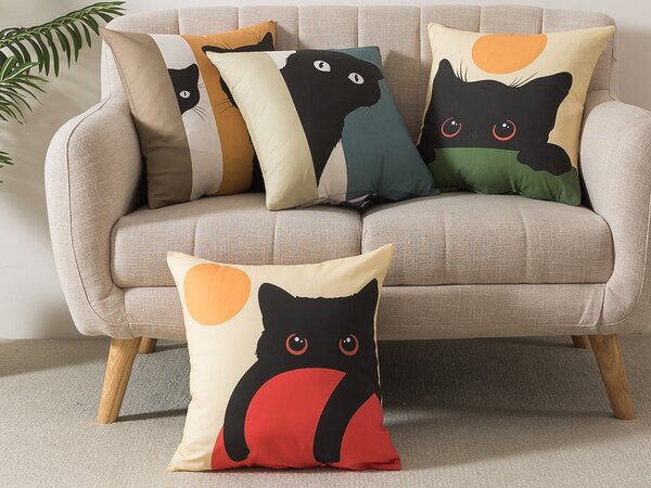XPOSE® Set obliečok na vankúš ČIERNA MAČKA 40x40 cm - set 4 ks