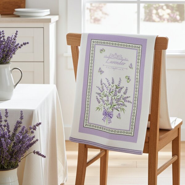 Bavlnená dekoračná froté utierka Levanduľa 50x70 cm Farba Fialová Rozmery 50x70 cm
