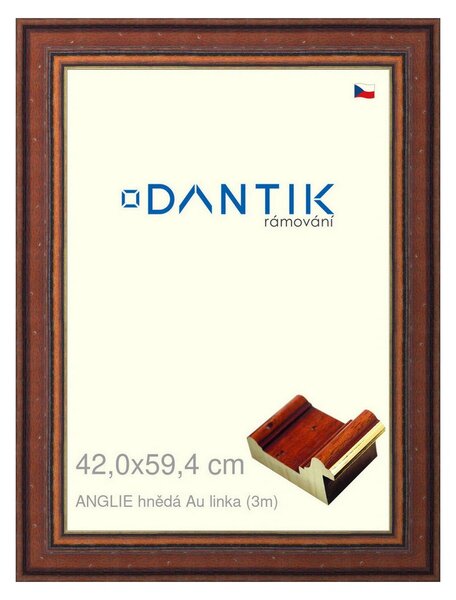 DANTIK rám na obraz 42x59,4 | ANGLIE hnědá Au linka (Plexi Čiré)