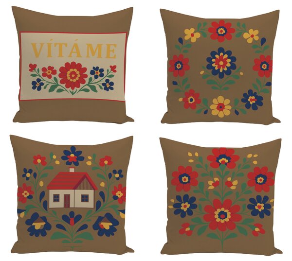 XPOSE® Set obliečok na vankúš VESELKA 43x43 cm - 4ks