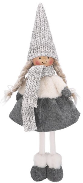 Vianočná figúrka dievčatka sivá / biela 48 cm