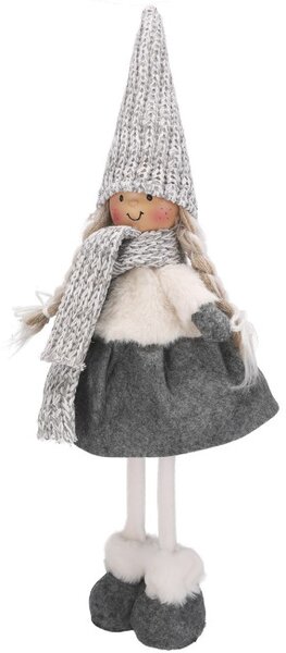 Vianočná figúrka dievčatka sivá / biela 48 cm