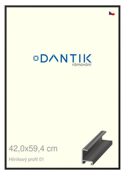 DANTIK rám na obraz 42x59,4 | ALU Černá matná (Plexi Čiré)