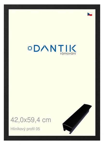 DANTIK rám na obraz 42x59,4 | ALU Černá matná (Plexi Čiré)