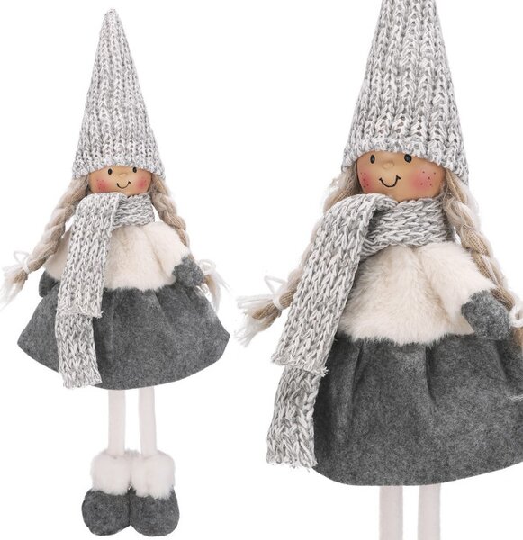 Vianočná figúrka dievčatka sivá / biela 48 cm