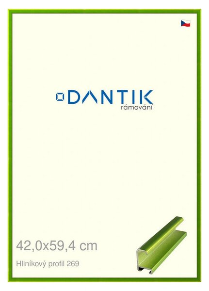 DANTIK rám na obraz 42x59,4 | ALU Zelená Smaragd broušená (Plexi Čiré)