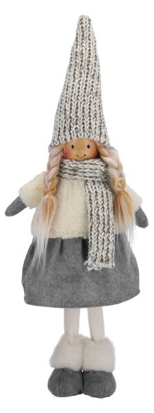Vianočná figúrka dievčatka sivá / biela 48 cm