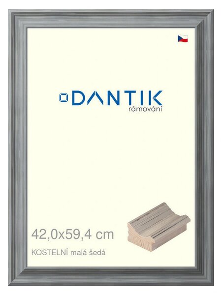 DANTIK rám na obraz 42x59,4 | KOSTELNÍ malá šedá (Plexi Čiré)