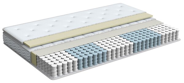 Vreckový pružinový matrac biela bambusová látka 90 x 200 cm 5-zónový stredne tvrdý s odnímateľným poťahom
