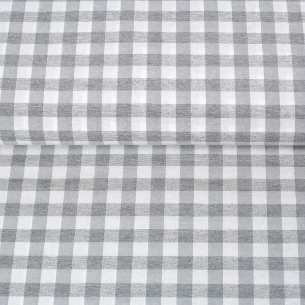 Dekoračná látka Rebeka RE-019 Sivo-biela kocka stredná - šírka 140 cm