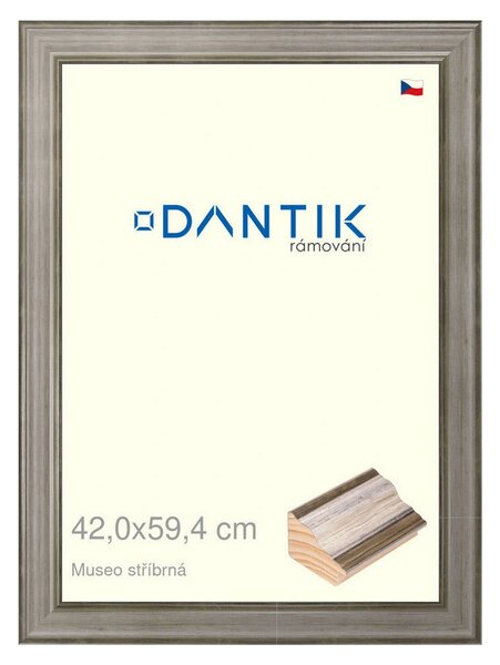 DANTIK rám na obraz 42x59,4 | Museo stříbrná (Plexi Čiré)