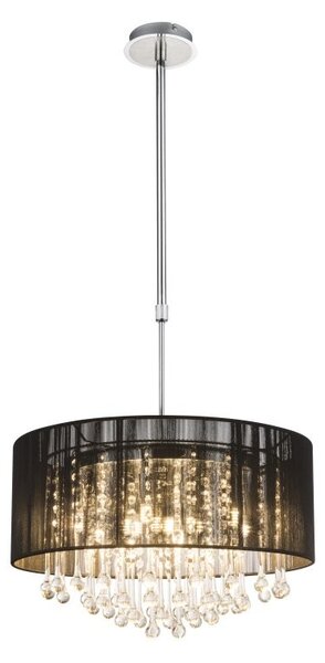 Globo 15095H závesné stropné svietidlo Bagana 12x3W | G9 LED | 840lm | 3000K - nastaviteľná výška, žiarovky súčasťou balenia, chróm, čierna, krištáľ