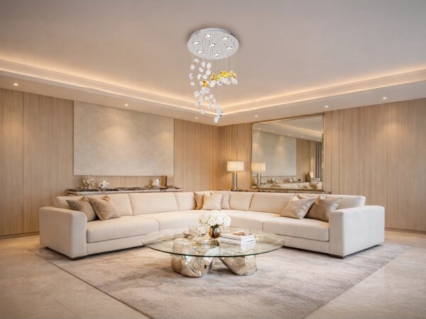 LED krištáľové stropné svietidlo AVARA LED/24W/230V, priemer 40 cm, lesklý chróm + diaľkové ovládanie